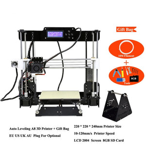3D Printer Anet A8 High Precision Desktop 3D Printer DIY Kits i3 MK8 Extruder Nozzle LCD Screen with 8GB SD Card