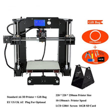 Load image into Gallery viewer, Desktop 3D Printer Kits Anet A6 High Precision Big Size 3D Printer i3 DIY Self Assembly LCD Screen with 16GB SD Card