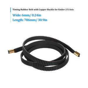 Creality 3D Printer Parts Open Timing Rubber Belt 2GT 786 * 6mm with Copper Buckle for Ender-3 X Axis, 1pcs