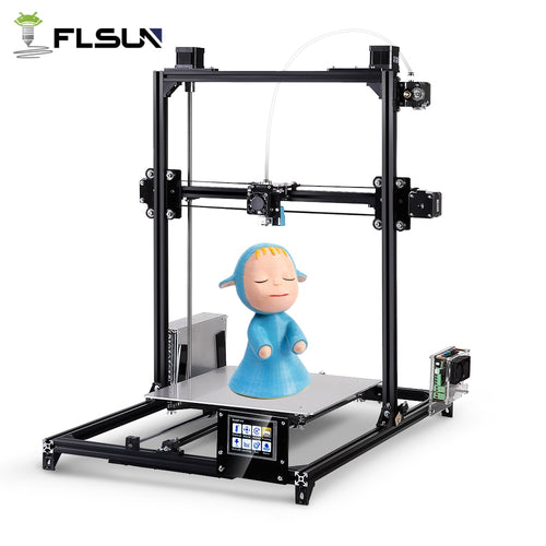 Flsun I3 3d Printer Plus Printing Size Touch Screen Dual Extruder Auto Leveling DIY 3D Printer Kit Heated Bed One Roll Filament